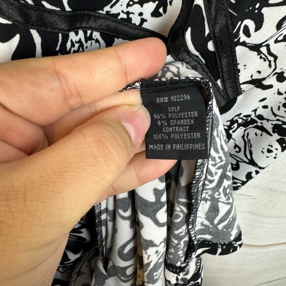 Connected Apparel White & Black Paisley Print Short Sleeve Midi Dress Size 10 - Picture 6 of 7